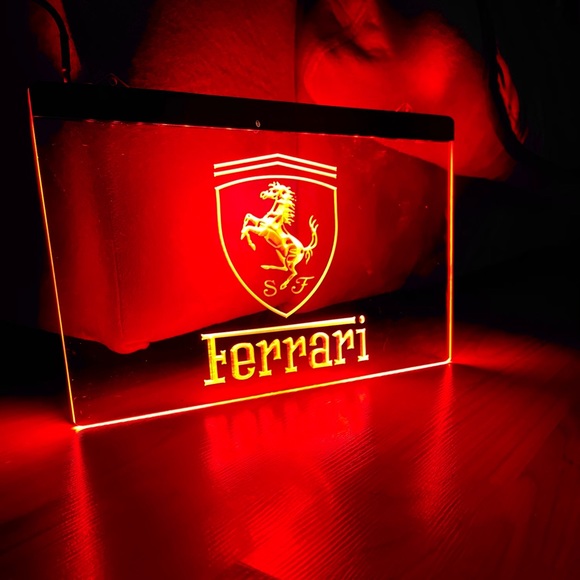 FERRARI LED NEON RED LIGHT SIGN 8x12 - Picture 2 of 3